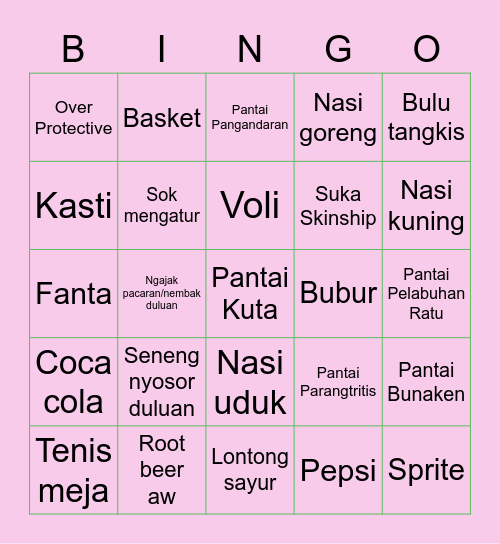 Lia Bingo Card