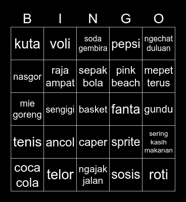 U Y O N Bingo Card