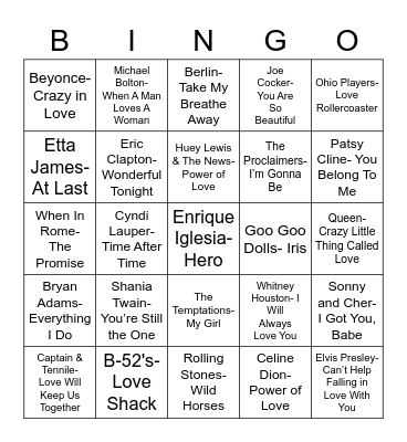 Total-Quiz.com Presents Radio Bingo: Love For Each Other Bingo Card