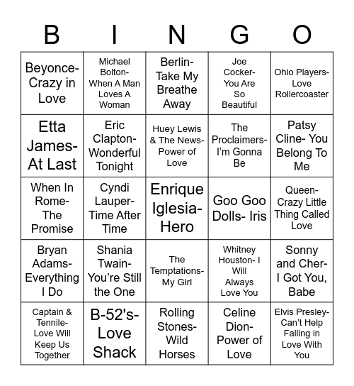 Total-Quiz.com Presents Radio Bingo: Love For Each Other Bingo Card