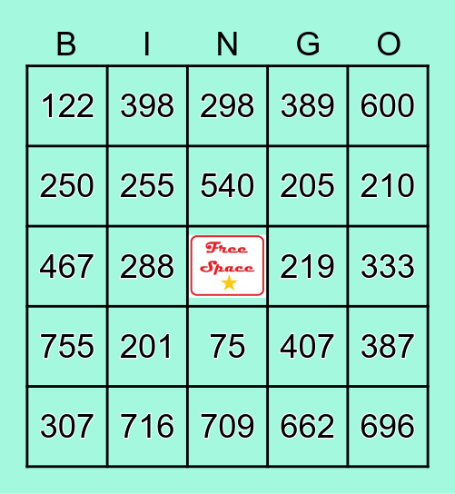 Place Value Bingo Card