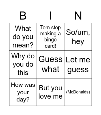 Bingo Kiya Edition Bingo Card