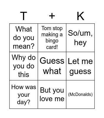 Bingo Kiya Edition Bingo Card