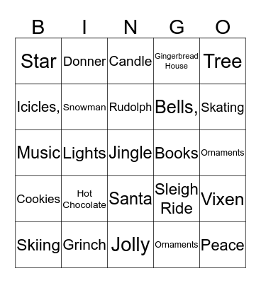 Reindeer Games Bingo Card
