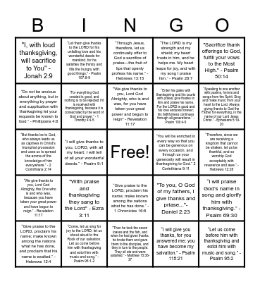 "GIVE THANKS" BINGO Card
