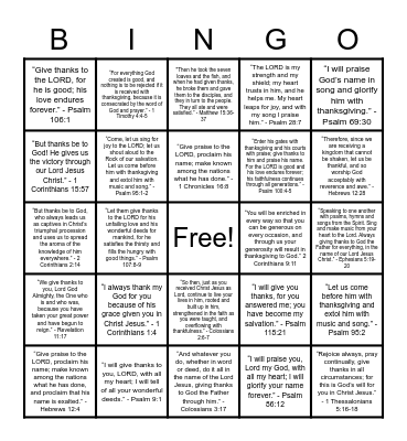 "GIVE THANKS" Bingo Card