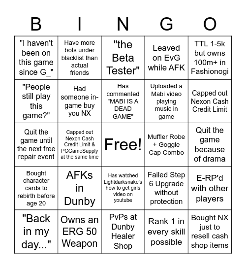 MaBINGO Card