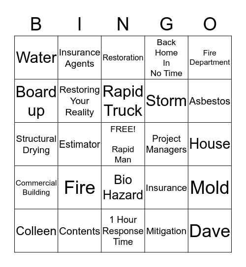 Rapid Bingo  Bingo Card