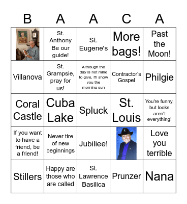 Baaca Bingo Card