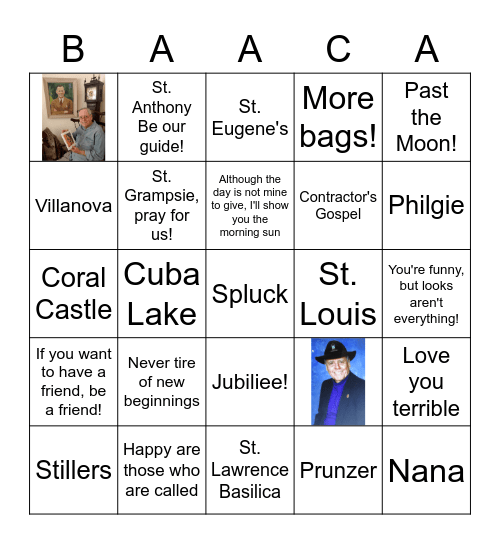 Baaca Bingo Card