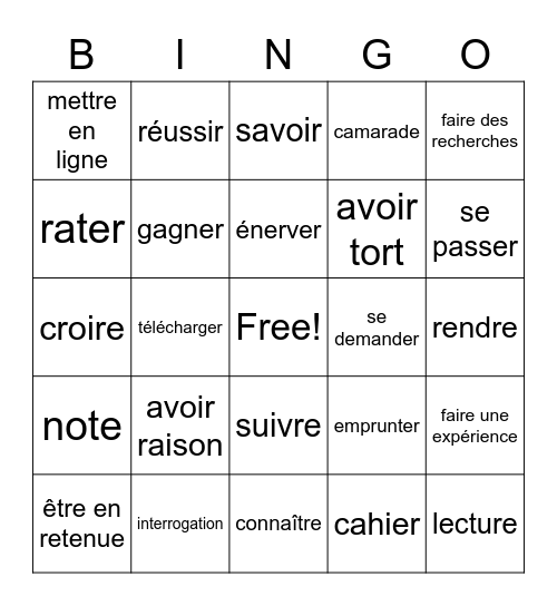 2A/3R Au Lycée Bingo Card