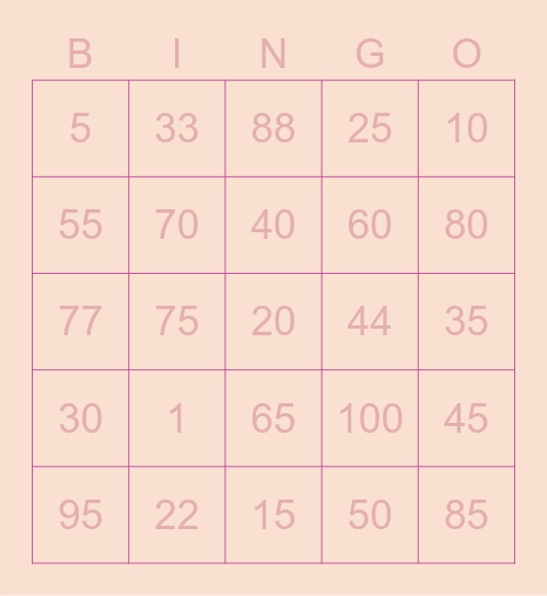 Jenn’s Bingo Card