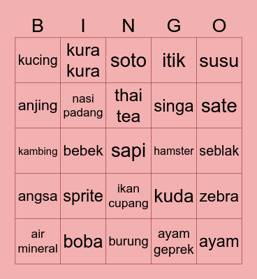 lilly’ bingo! Bingo Card