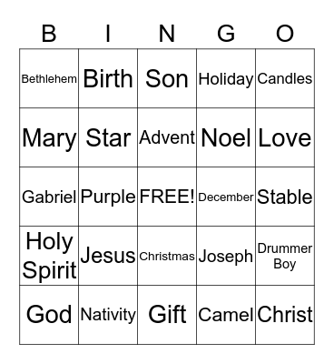 Advent Bingo Card