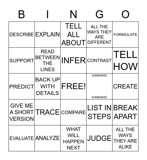 12 Powerful Words Bingo Card