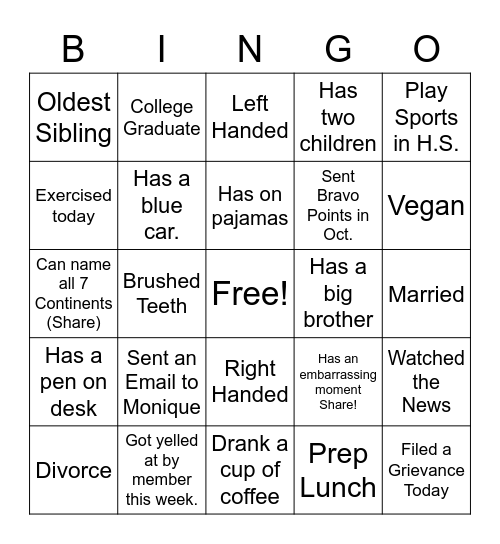 MID BINGO Card