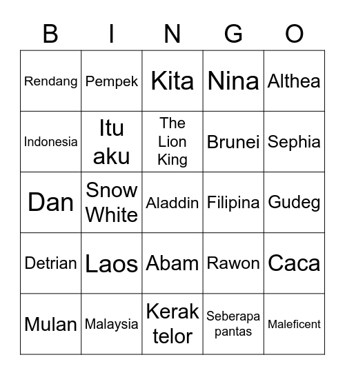 Bingo Ilea Bingo Card