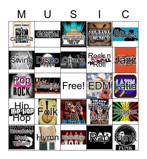 Musical Genre Bingo Card