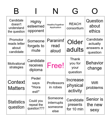 PhD Defense Bingo Card