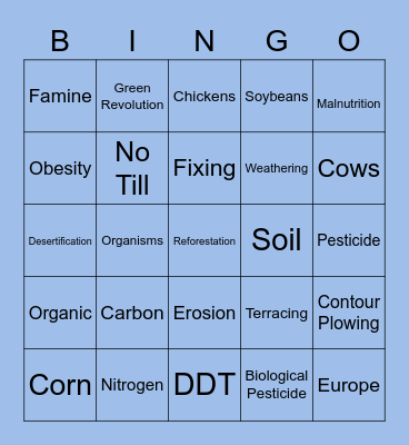 Crocker - Agriculture and Animals Test Review Bingo Card