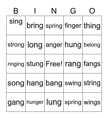 -ng BINGO Card