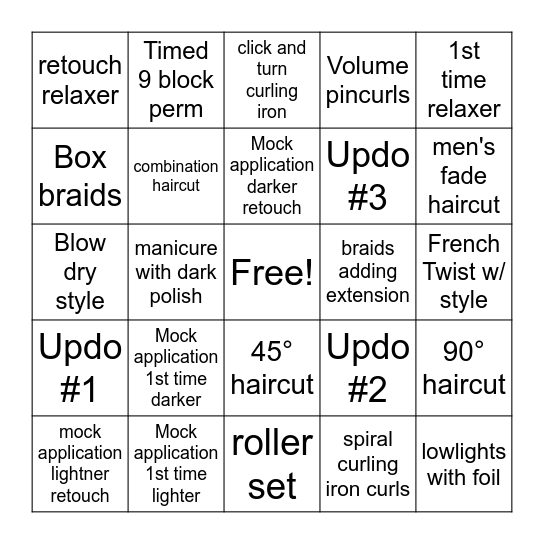 Task Play List 11/9/20 Bingo Card