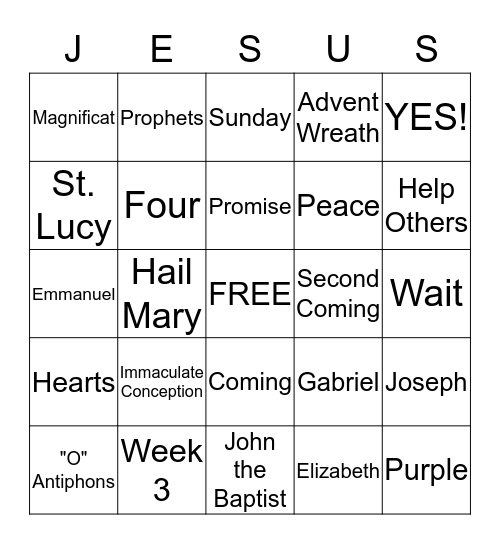 Advent Bingo Card