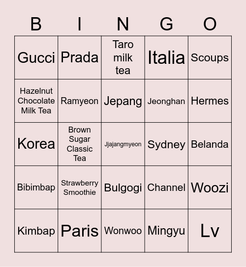 Seoyeon! Bingo Card