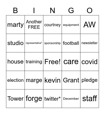 Friday Bingo Card