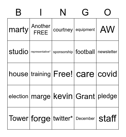 Friday Bingo Card