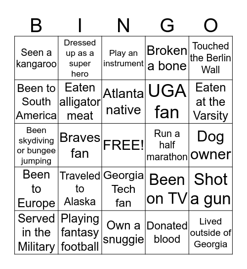 OrthoAtlanta Christmas Party!!!! Bingo Card