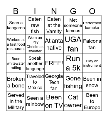 OrthoAtlanta Christmas Party!!!! Bingo Card