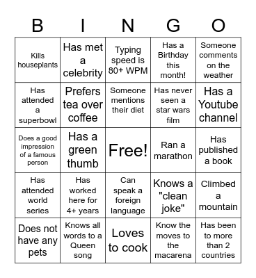 Eleven Fifty Bingo Card