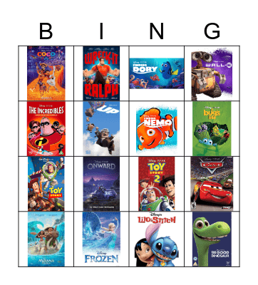 Disney bingo Card