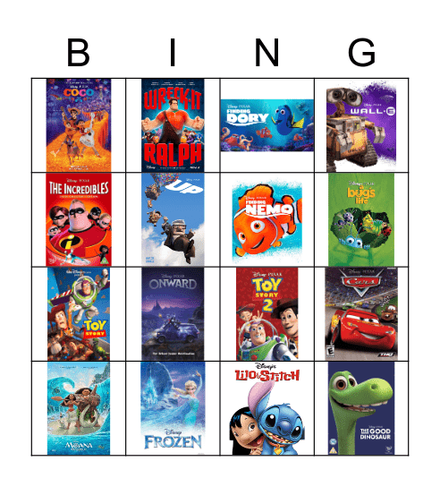 Disney bingo Card