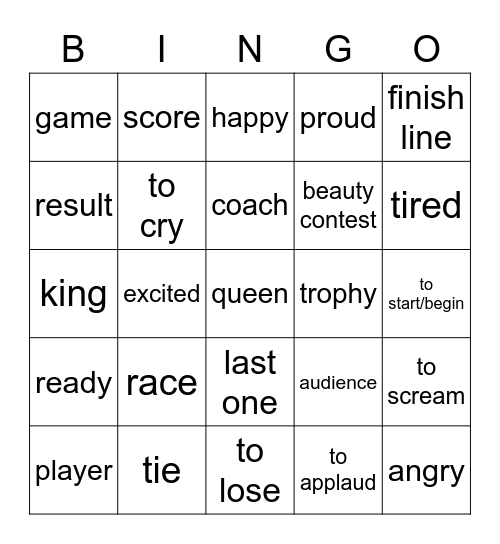 1C Sporting Events and Contests Bingo Card