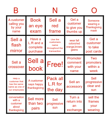 THANKSGIVING BINGO!! Bingo Card