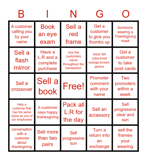 THANKSGIVING BINGO!! Bingo Card