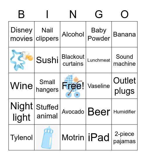 Chelsea's Virtual Baby Shower Bingo Card