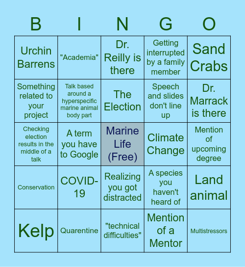 Virtual WSN Conference Bingo Card