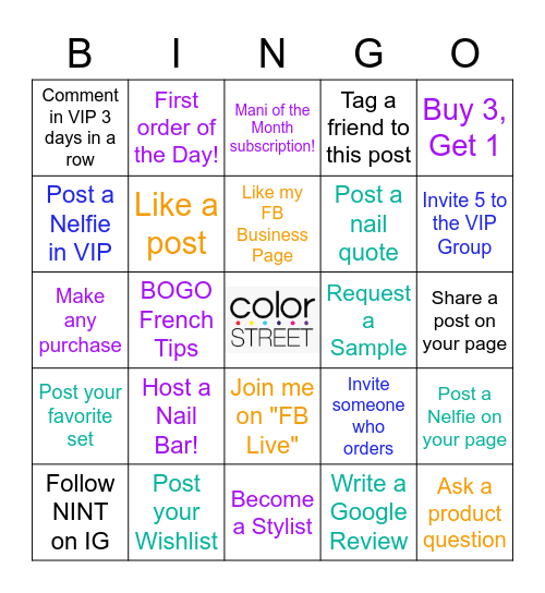 Color Street Bingo!! Bingo Card