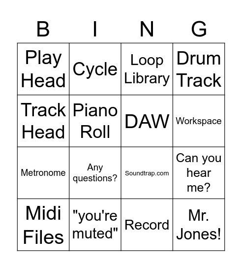 Soundtrap Bingo Card