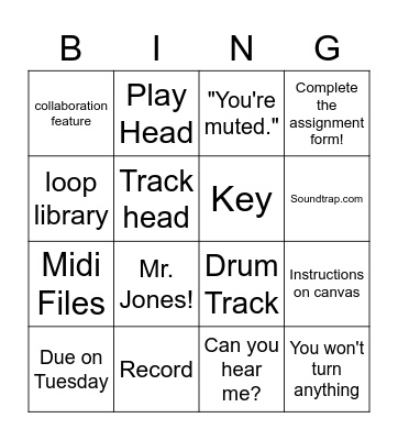 Soundtrap Bingo Card