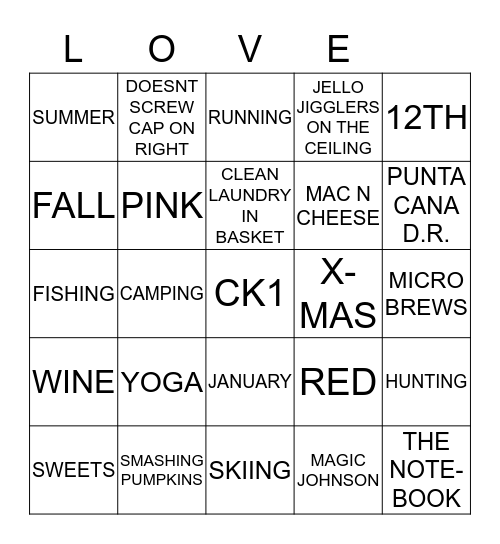 NICOLE & MATT BINGO  Bingo Card