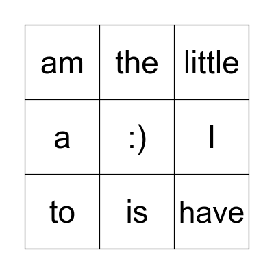 K Sight Words Bingo Card