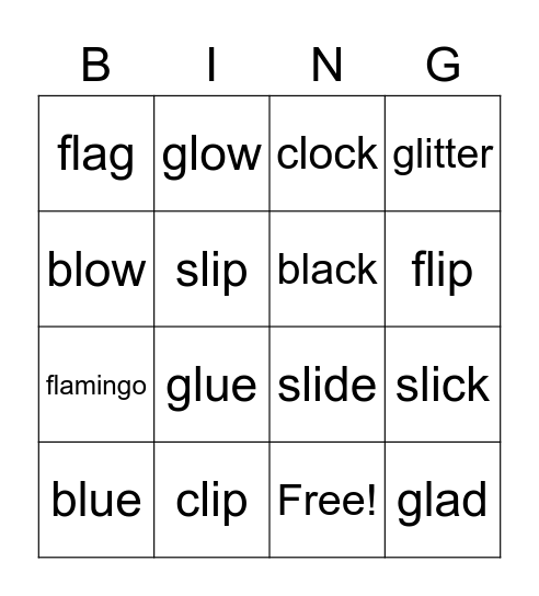 L Blend Bingo Card