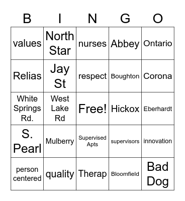 Residential Bingo Card