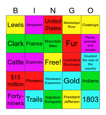 Louisiana Purchase Bingo Card
