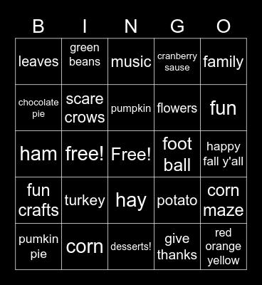 Thanksgiving Bingo Card