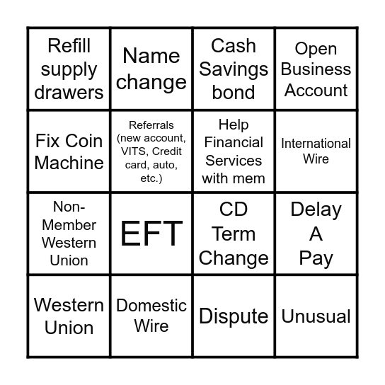 Task Bingo Card